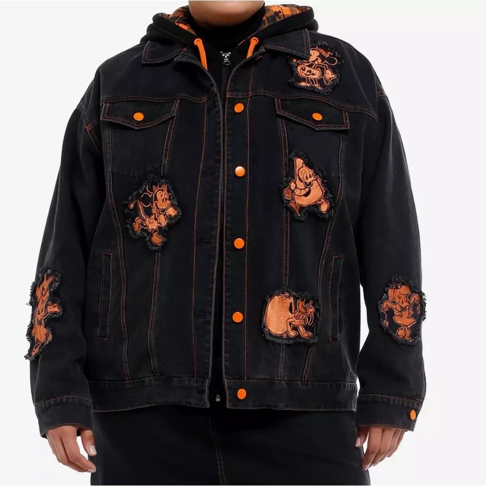 Disney Mickey Mouse‎ & Friends Halloween Hooded Denim Jacket Plus Size Hot Topic